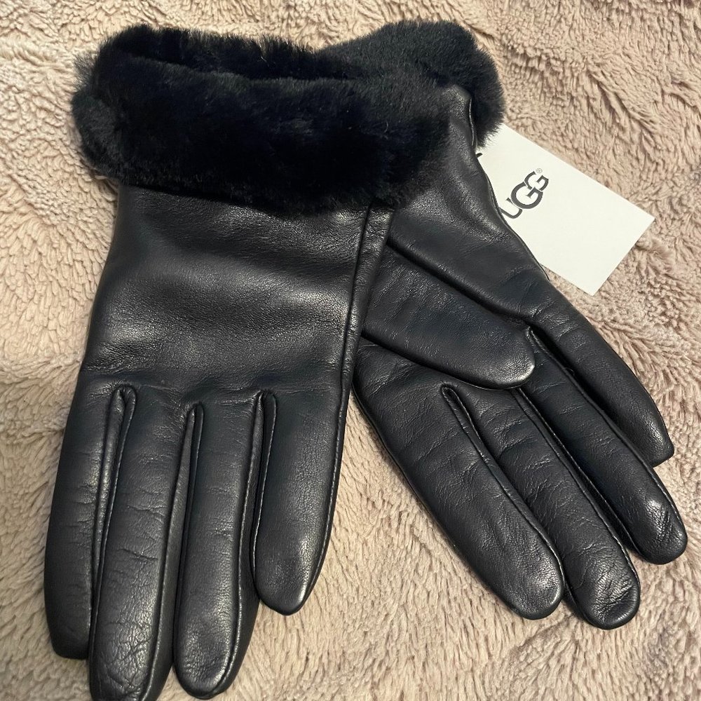 UGG leather & cashmere with shearling gloves